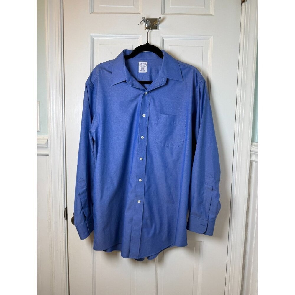 Brooks Brothers Vibrant Blue Men's LS Button Up 100% Cotton Dress Shirt 16-33